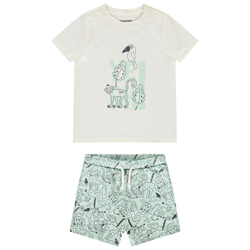 Ensemble 2 pièces motifs animaux de la savane pour bébé garçon 