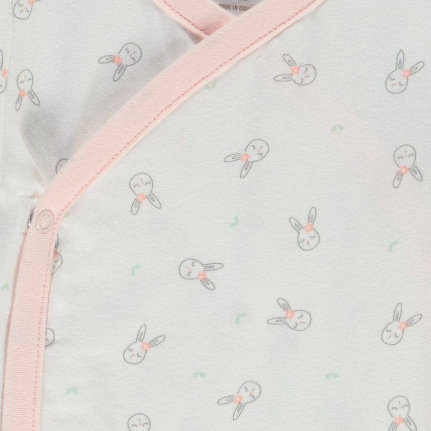 Set pyjama in fluweel + body + slabbetje met konijnenprint voor meisjes 