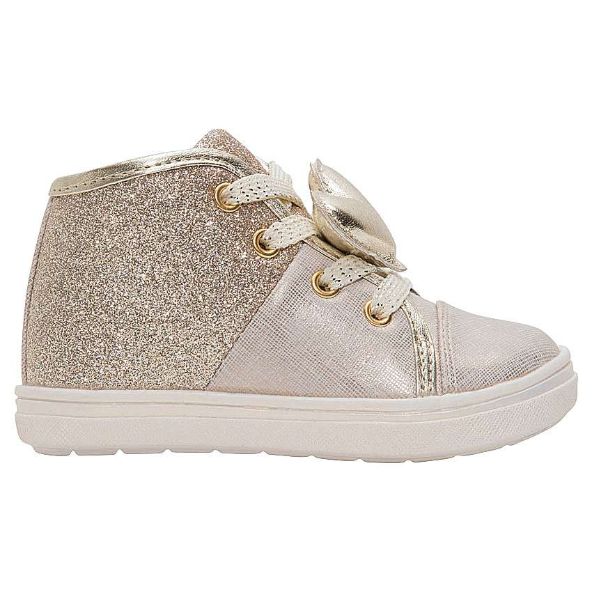 Bottillons de marche à paillettes dorées pour bébé fille 