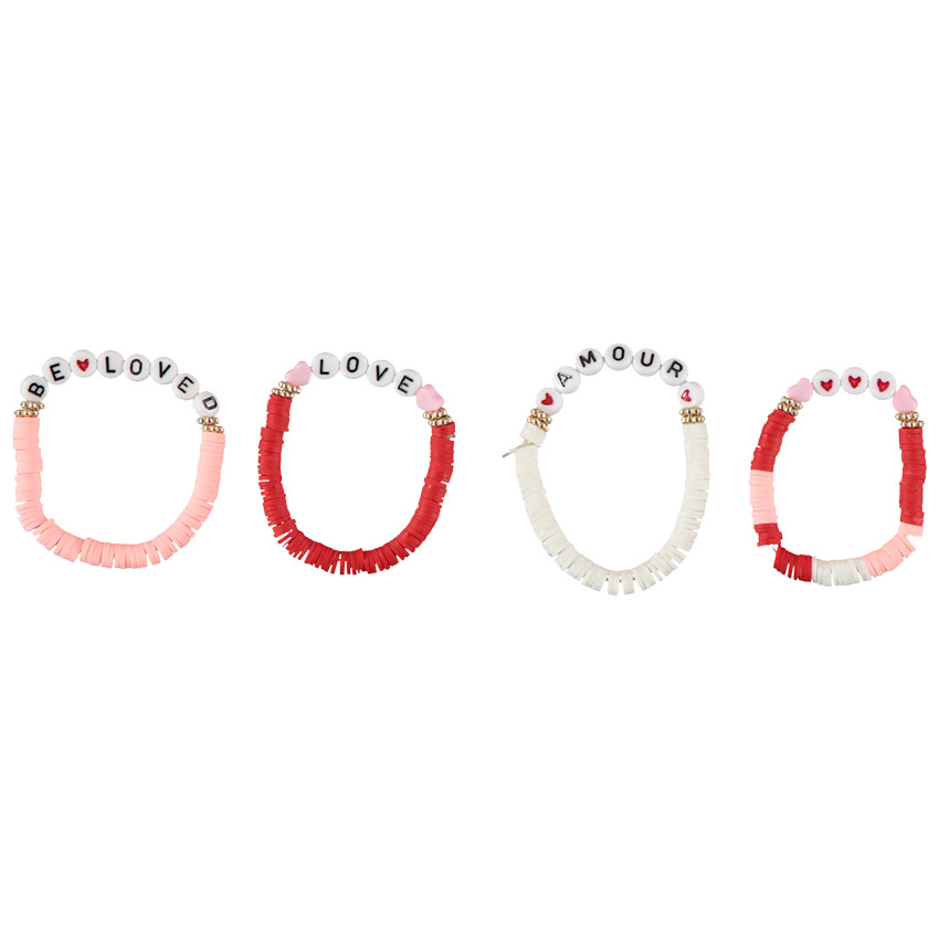Lot de 4 bracelets en perles lettres Amour pour fille 