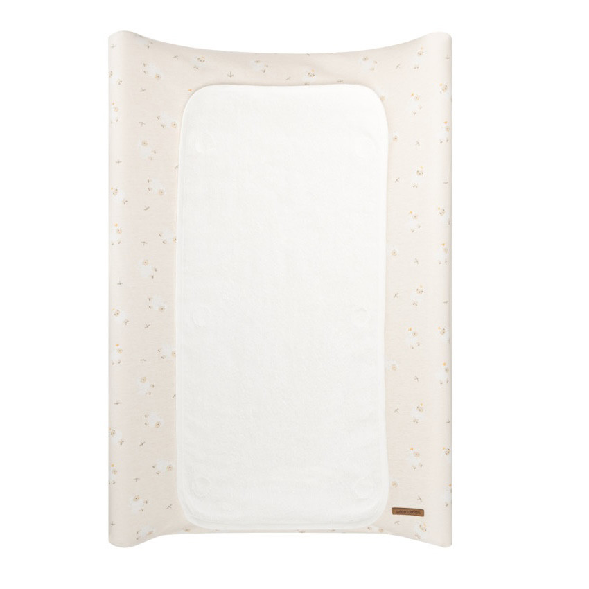 Housse de matelas à langer imprimé moutons La Vie à la Ferme beige 