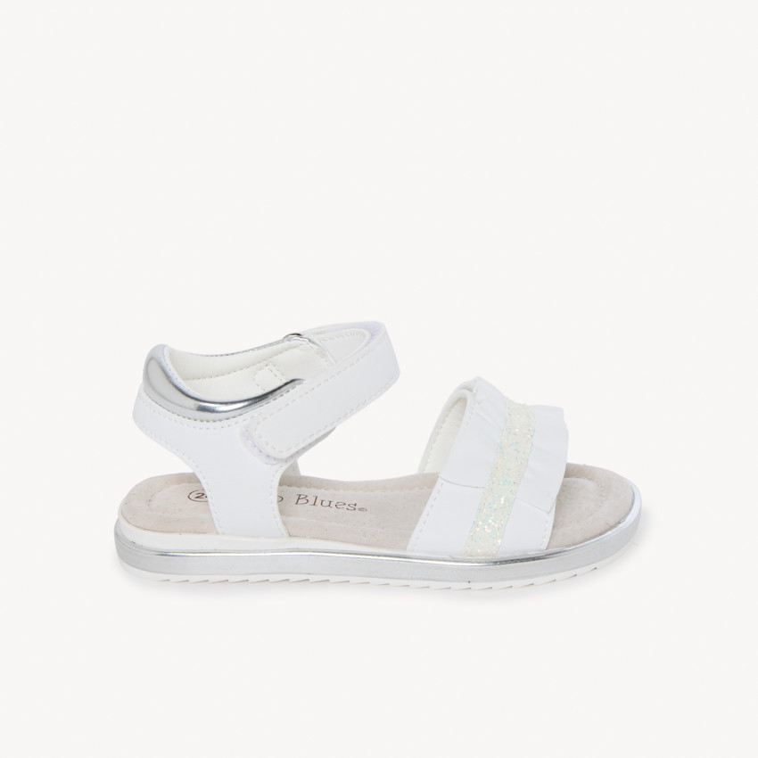 Witte sandalen met gedrapeerde banden voor meisjes 
