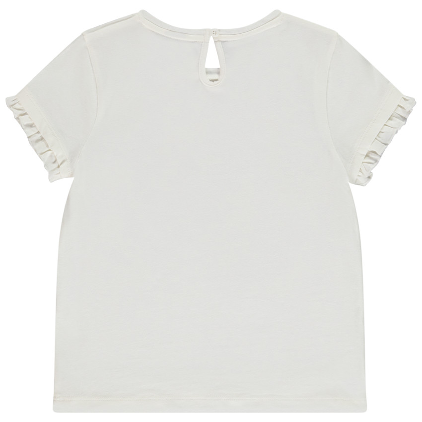 T-shirt manches courtes à broderie dorée pour fille 