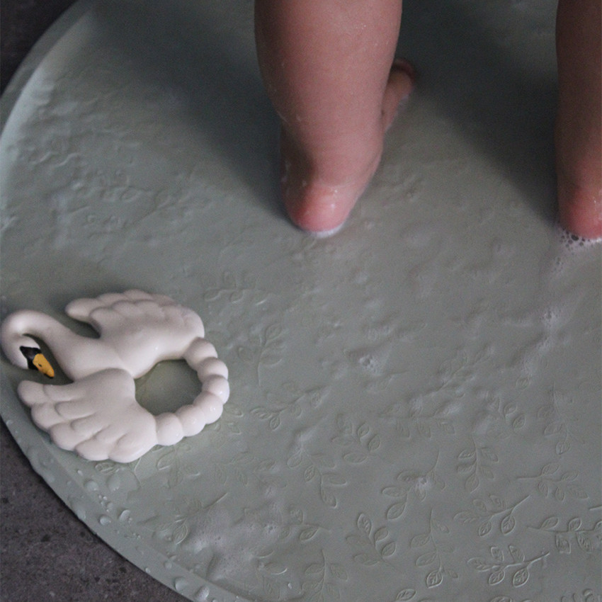 Tapis de bain en caoutchouc motif feuillage texturé gray 