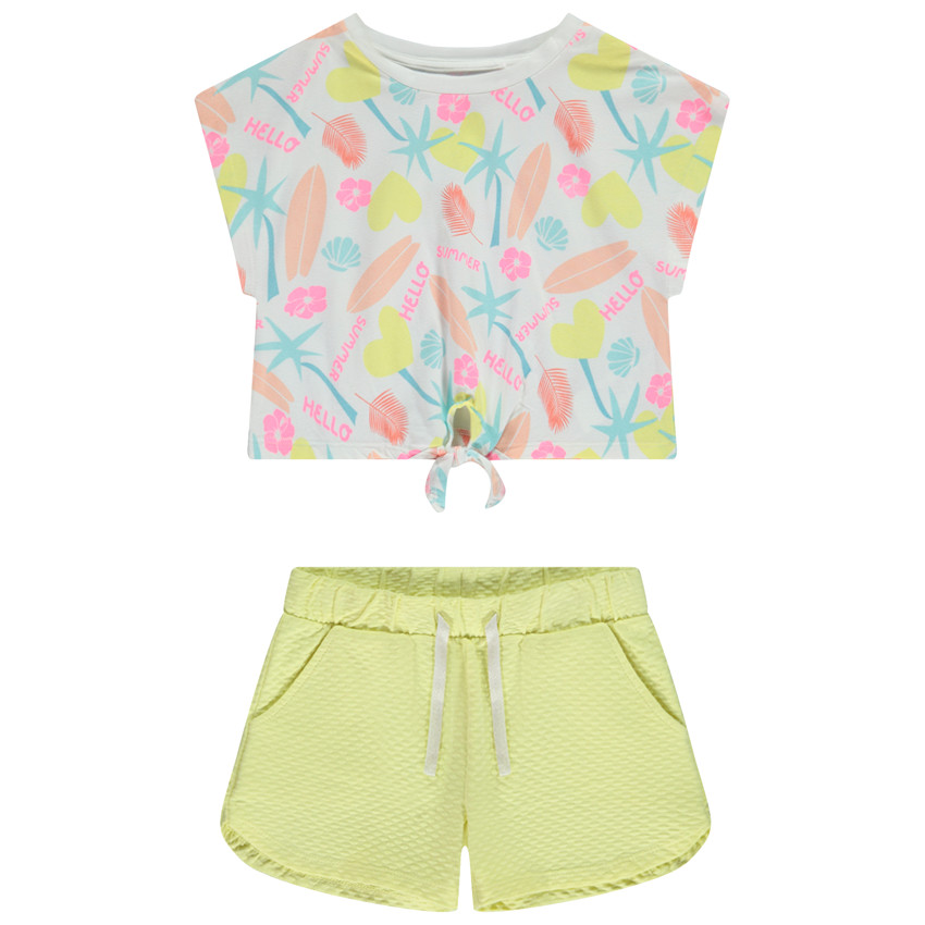Ensemble court 2 pièces avec t-shirt imprimé pour fille 