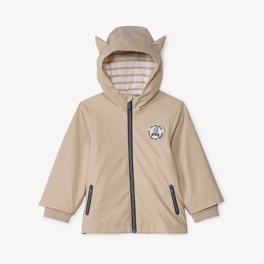 Speelse regenparka met capuchon voor babyjongen 