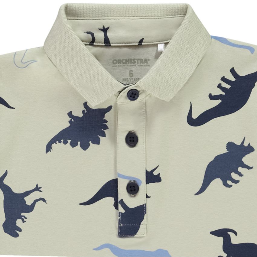 Poloshirt met lange mouwen en fantasieprint voor jongens 