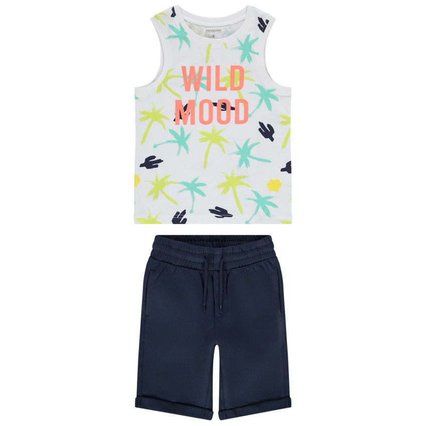 Ensemble 2 pièces en jersey imprimé palmiers/cactus pour garçon 