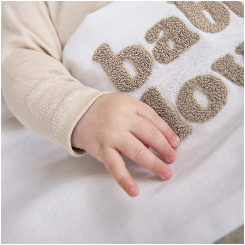 Drap berceau appliqué "Baby love" 75x100 Sand Melange 