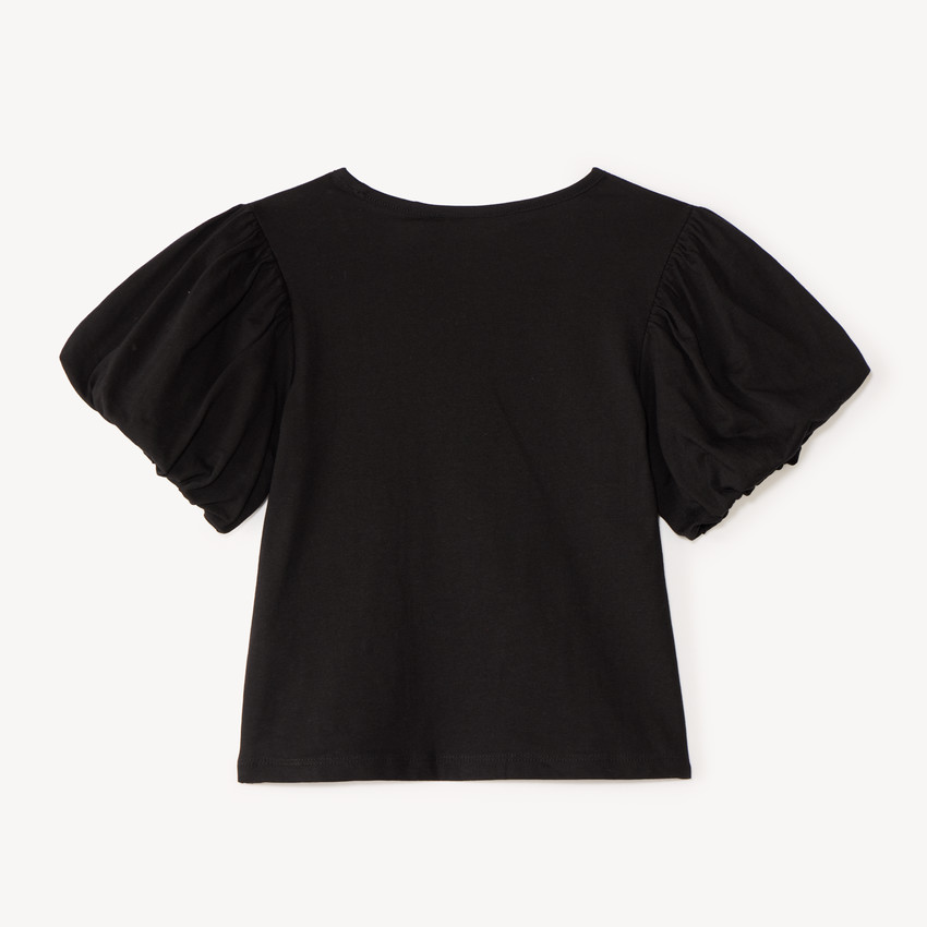 T-shirt manches courtes fille fleurs en cording 