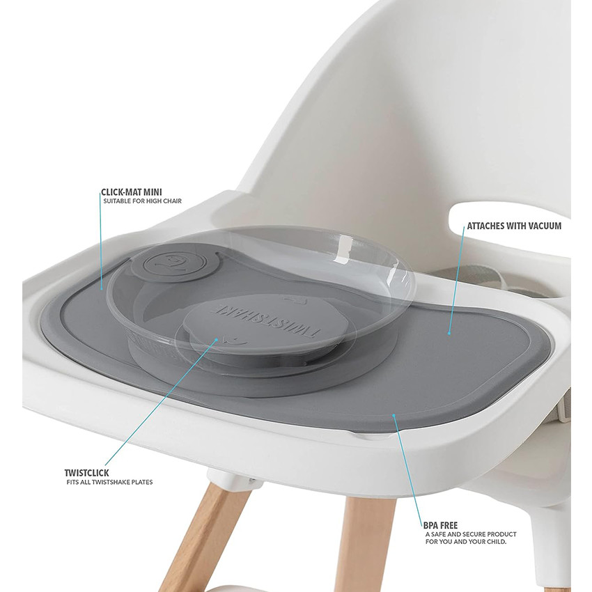 Set plateau Click Mat Mini + Assiette 6+ mois – Rose Pastel  