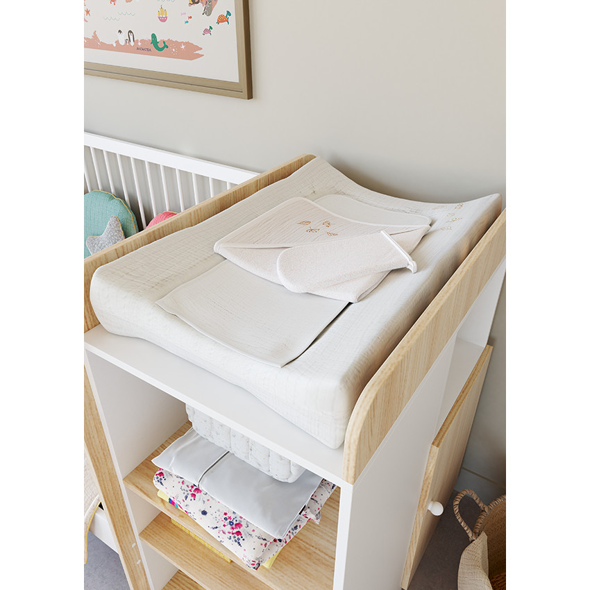 Housse De Matelas à Langer Pour Bébé - Blanc - Taille Ajustable 42-45 X 84 X 11-13 Cm - En Coton Doux