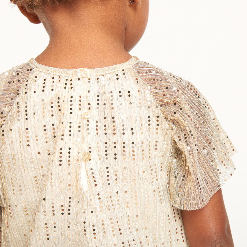 Glitterende korte mouwen feestjurk voor babymeisjes 