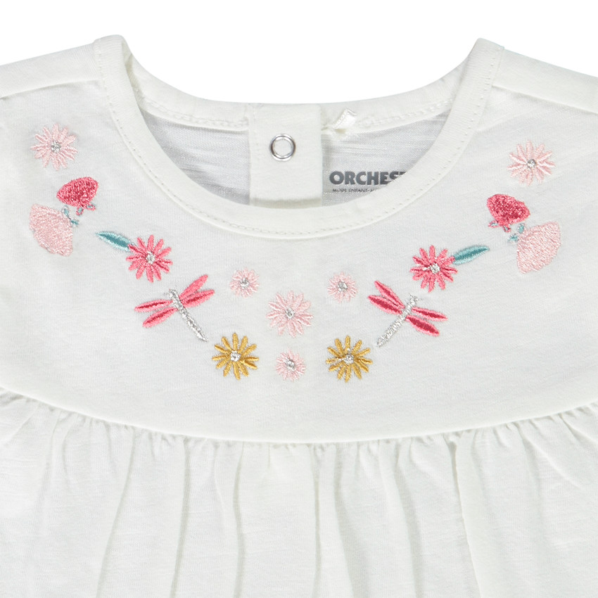 Ensemble 2 pièces avec broderies t-shirt + corsaire pour bébé fille 