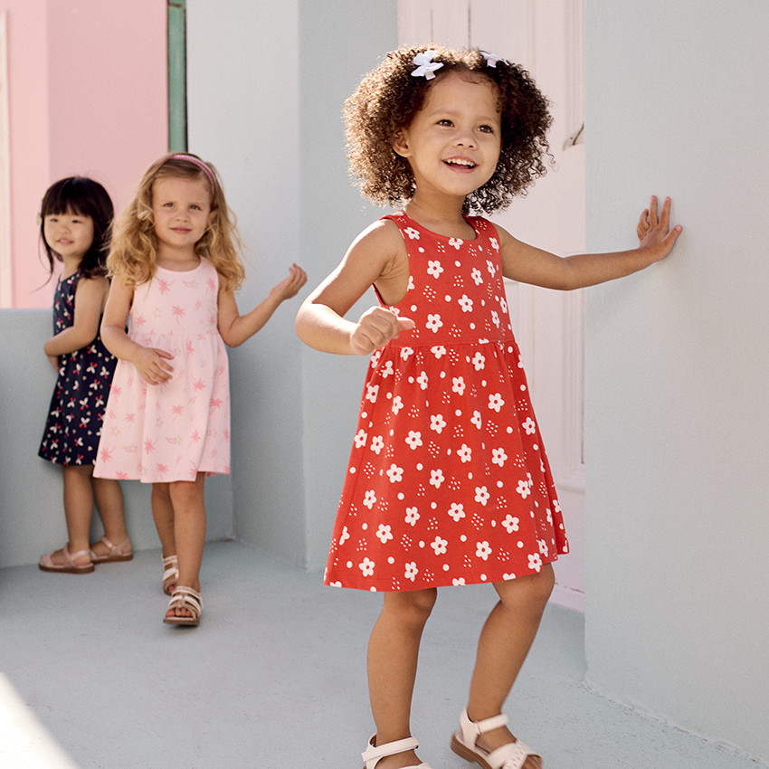 Zonder mouwen jurk met fantasieprint voor babymeisjes 