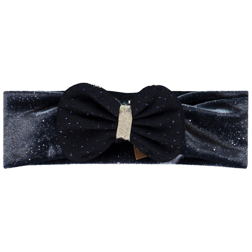 Bandeau pailleté bi-matière à nœud pour bébé fille 