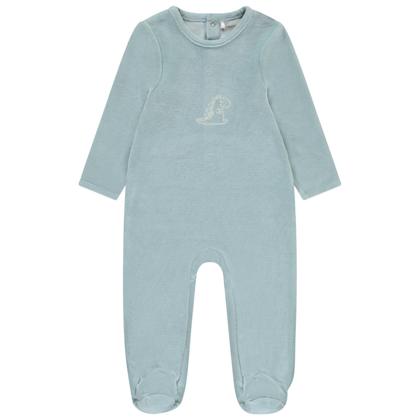 Pyjama van fluweel met geborduurd dier voor baby jongen 