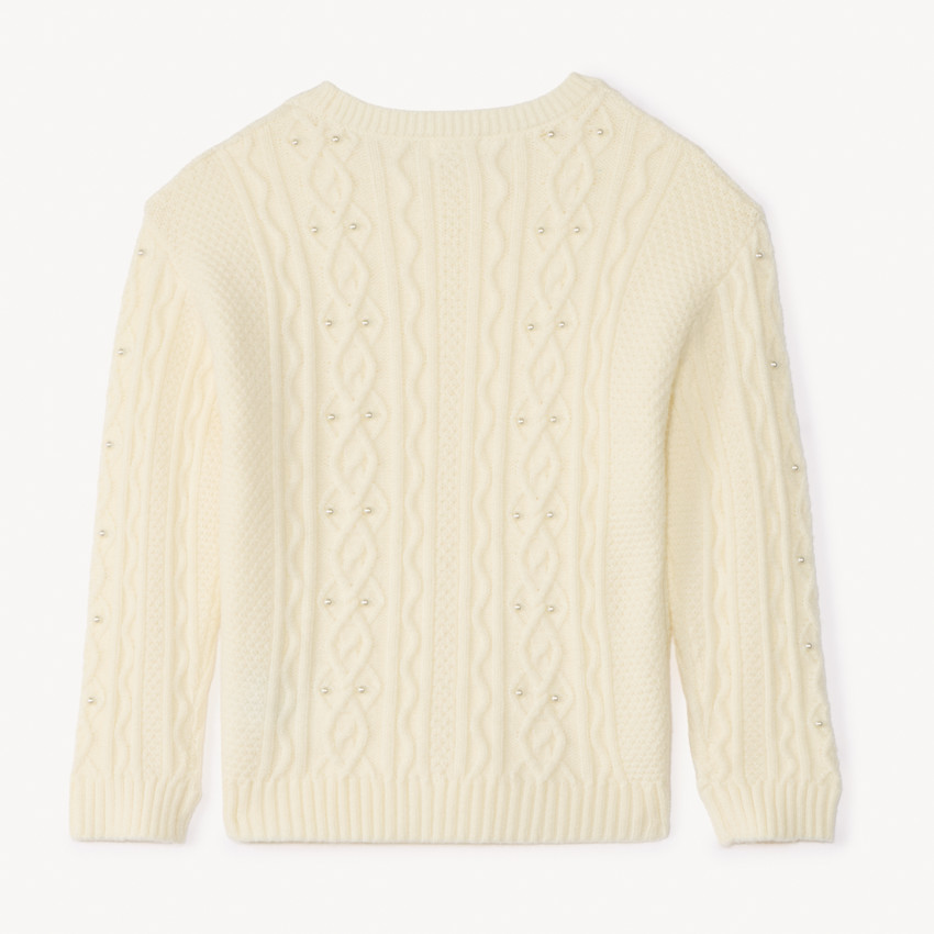 Pull oversize en tricot torsadé à perles pour fille 