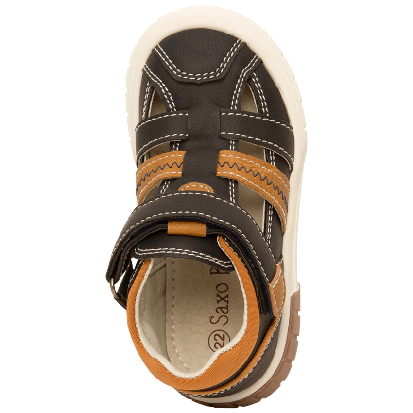 Sneakers met perforaties en leder effect met klittenband voor babyjongen 