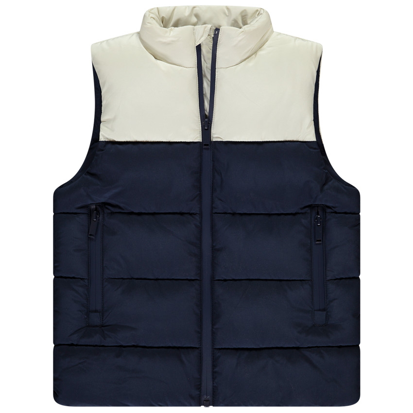 Donsjas zonder mouwen met colour block effect voor jongen 