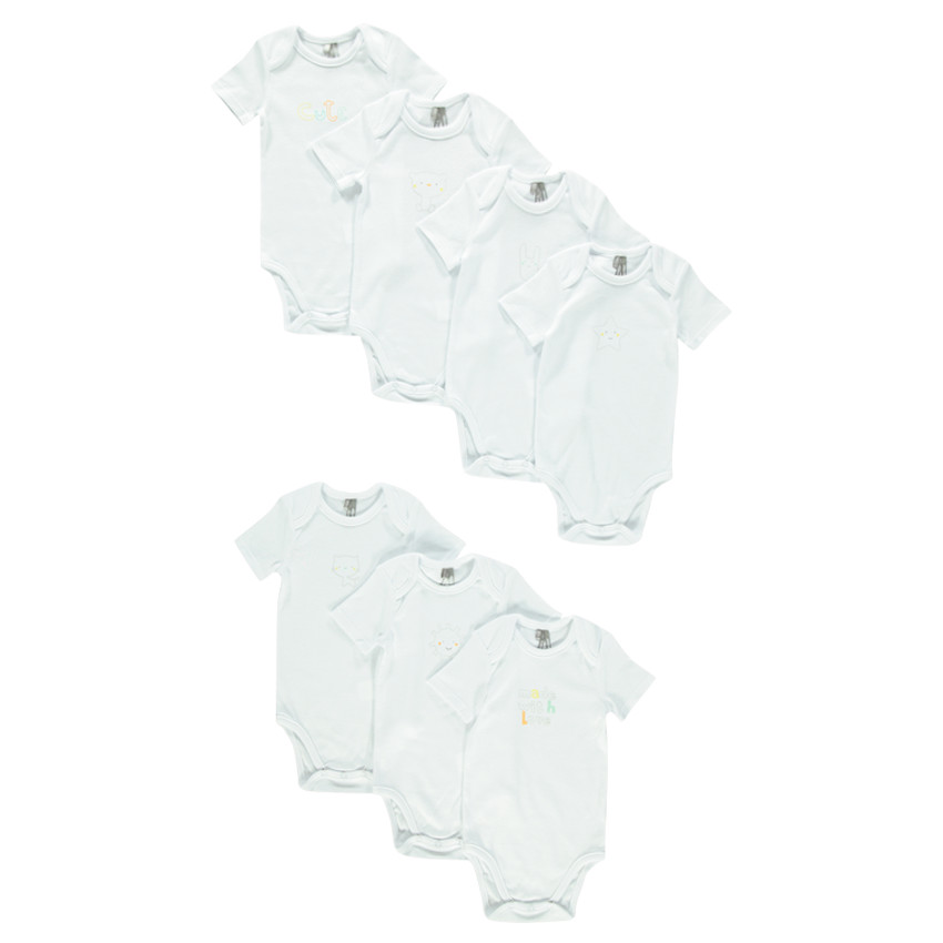 Set van 7 rompertjes met fantasie 