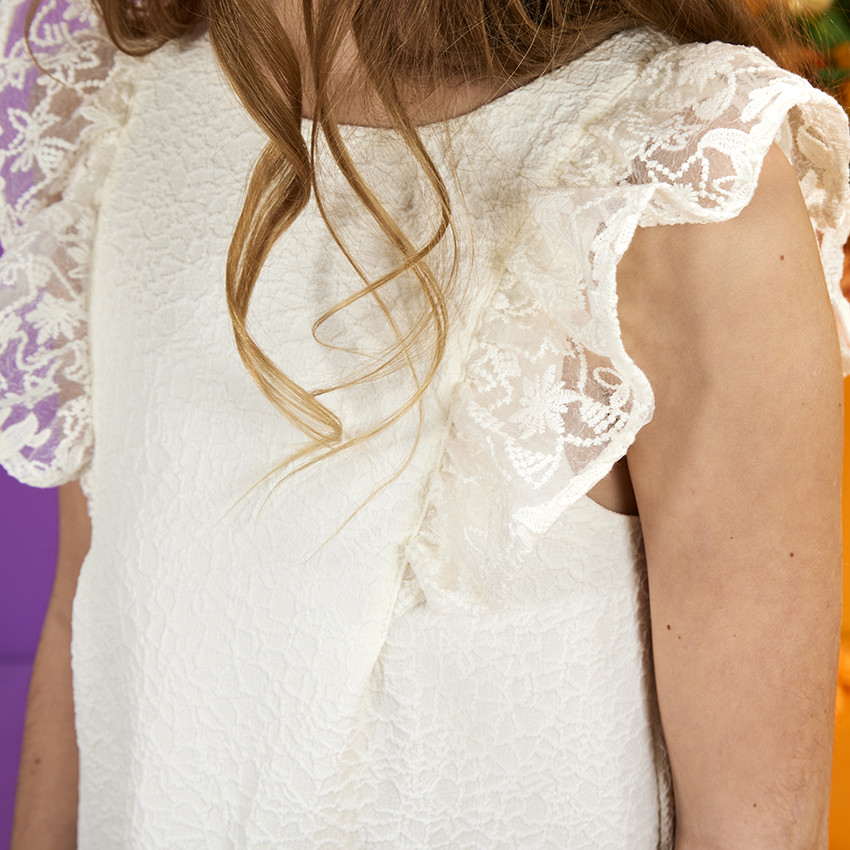 Ceremoniejurk in jacquard met geborduurde mouwen voor meisjes 