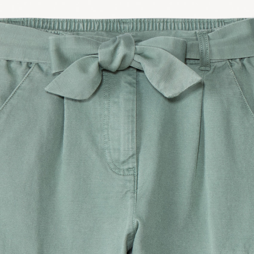 Pantalon cargo en twill uni avec ceinture pour fille 