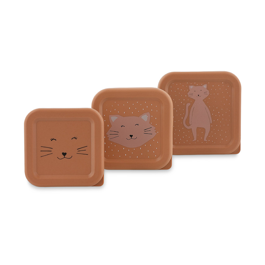 Set van 3 nestbare roze lunchboxen Mrs. Cat 