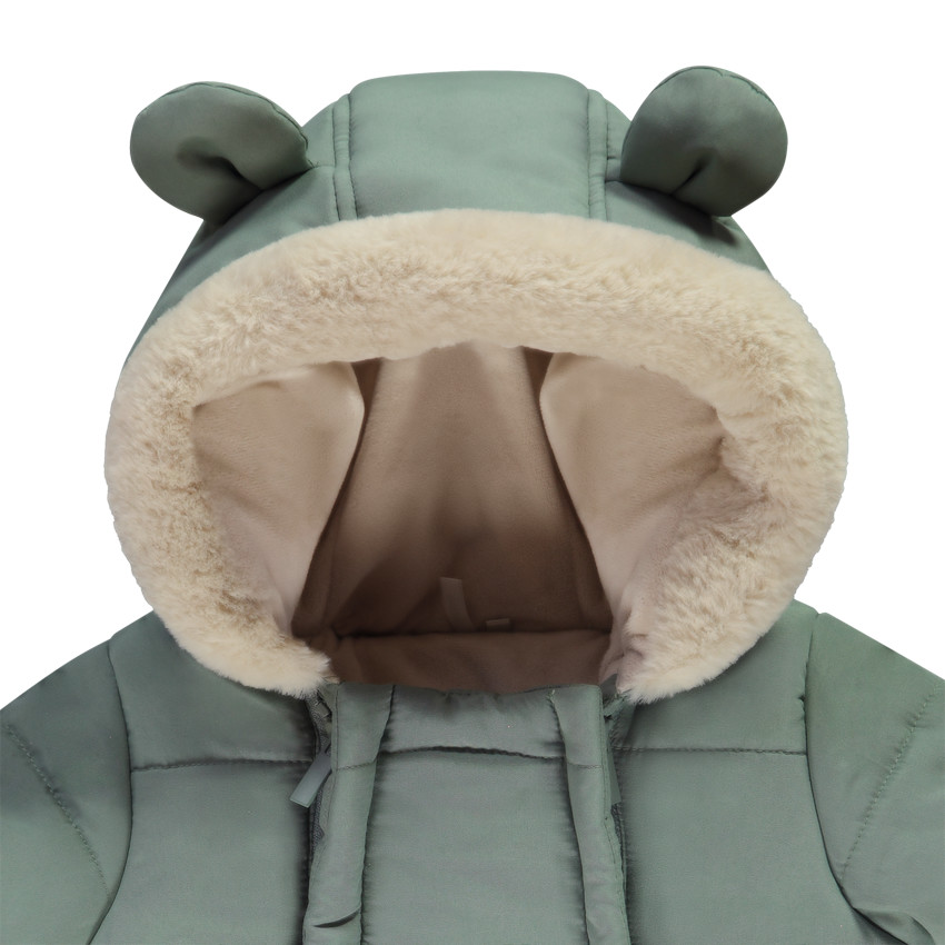 Combi-pilote imperméable ourson pour bébé avec finitions différentes selon l'âge 