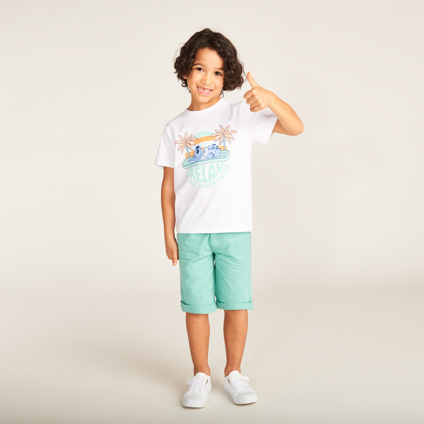 T-shirt manches courtes print en relief Stitch Disney pour garçon 