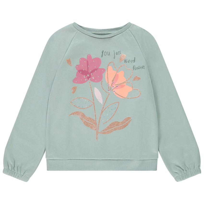 Sweat molleton à strass et paillette pour fille 