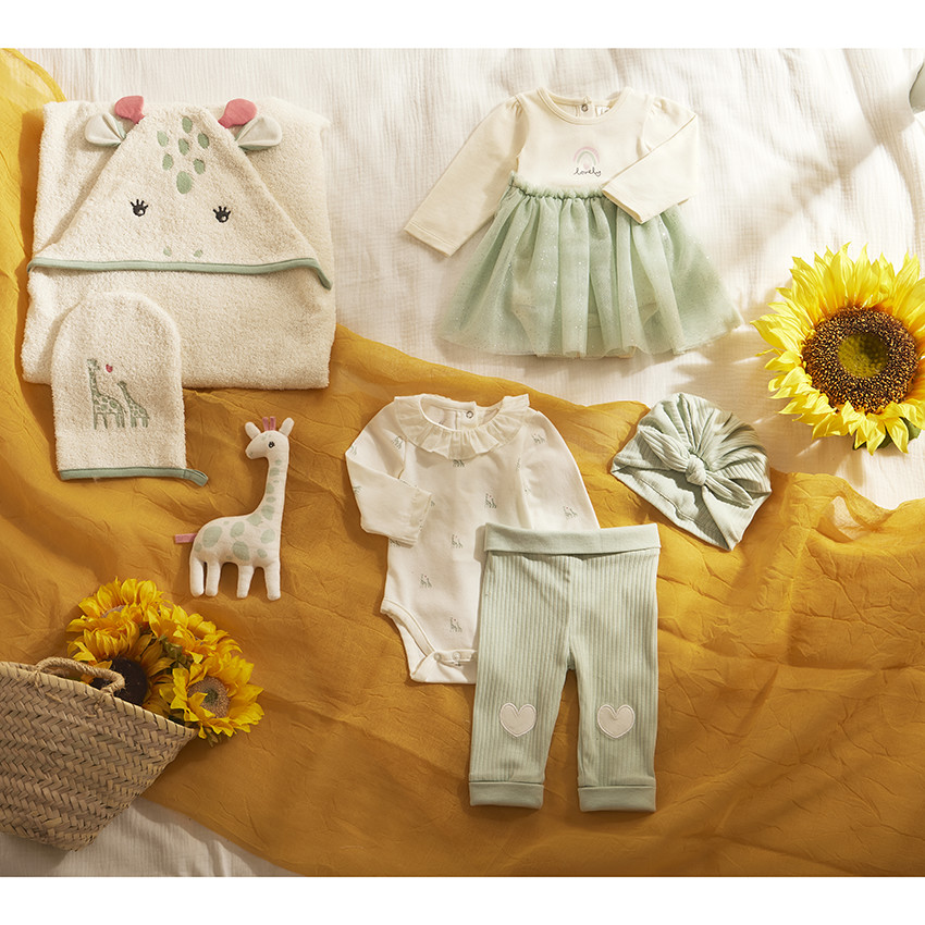 Lange mouwen bodyjurk 2-in-1 effect bi-materiaal voor baby meisjes 