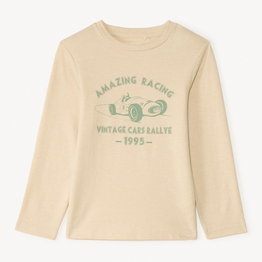 T-shirt manches longues print automobile pour garçon 