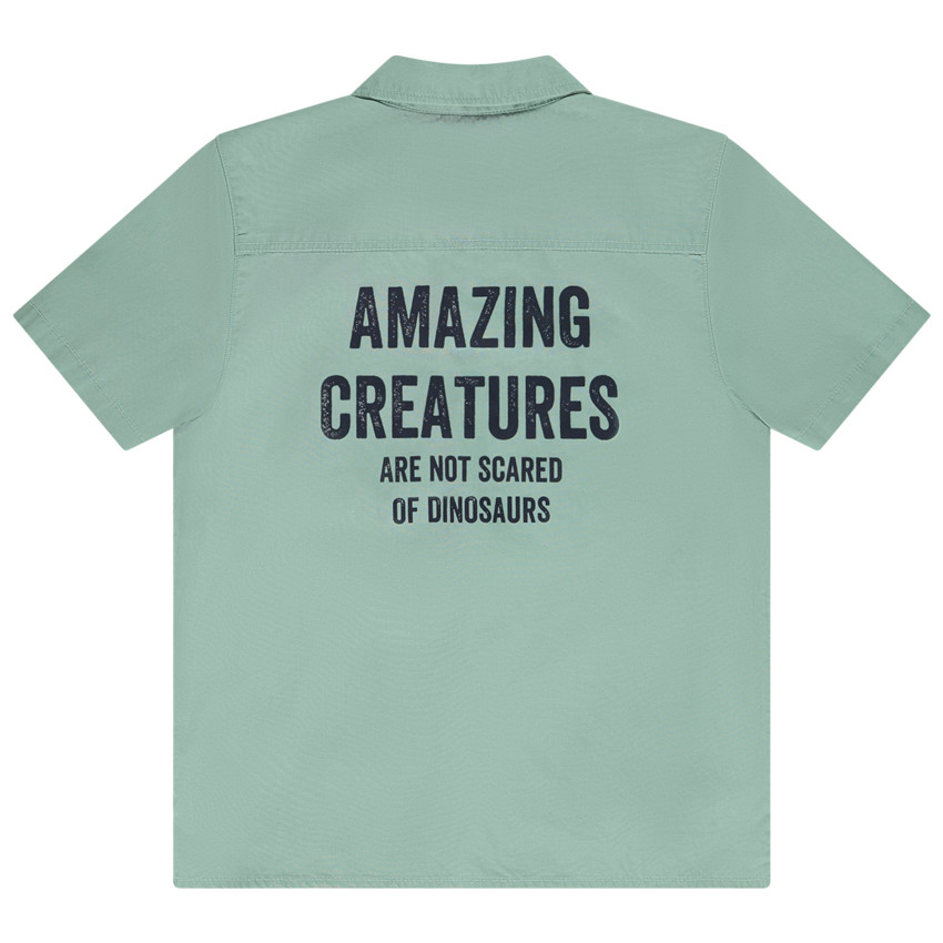 Korte mouwen popeline overhemd met dinosaurusprint voor jongens 