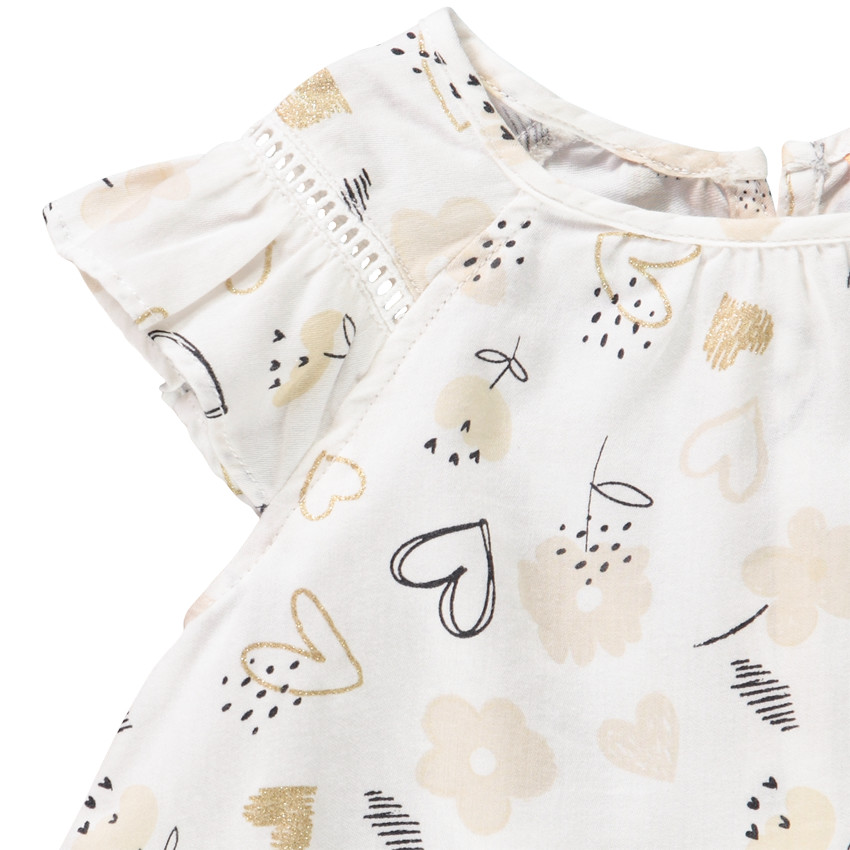 Top met Korte Mouwen en Ruches van Satijn voor Babymeisje 