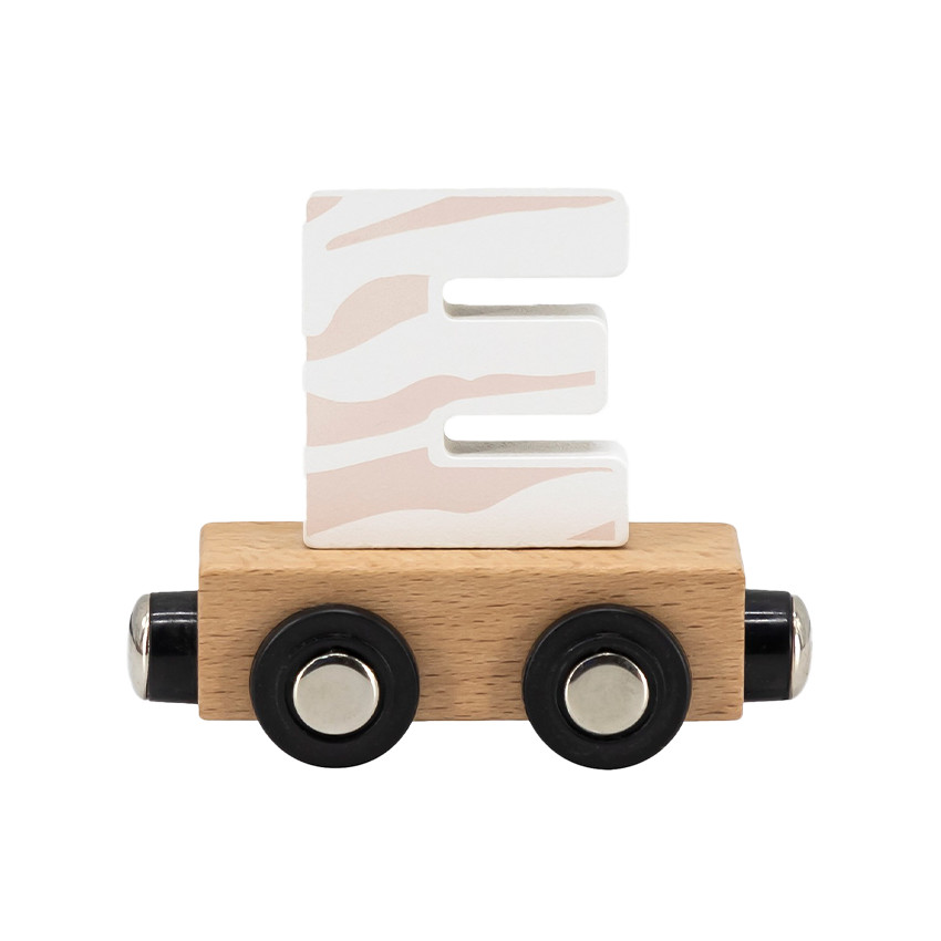 Wagon aimanté lettre "E" en bois coloré pour train 