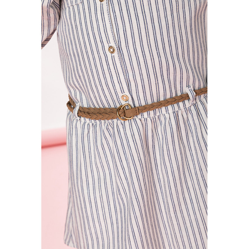 Robe chemise rayée à manches longues pour fille  