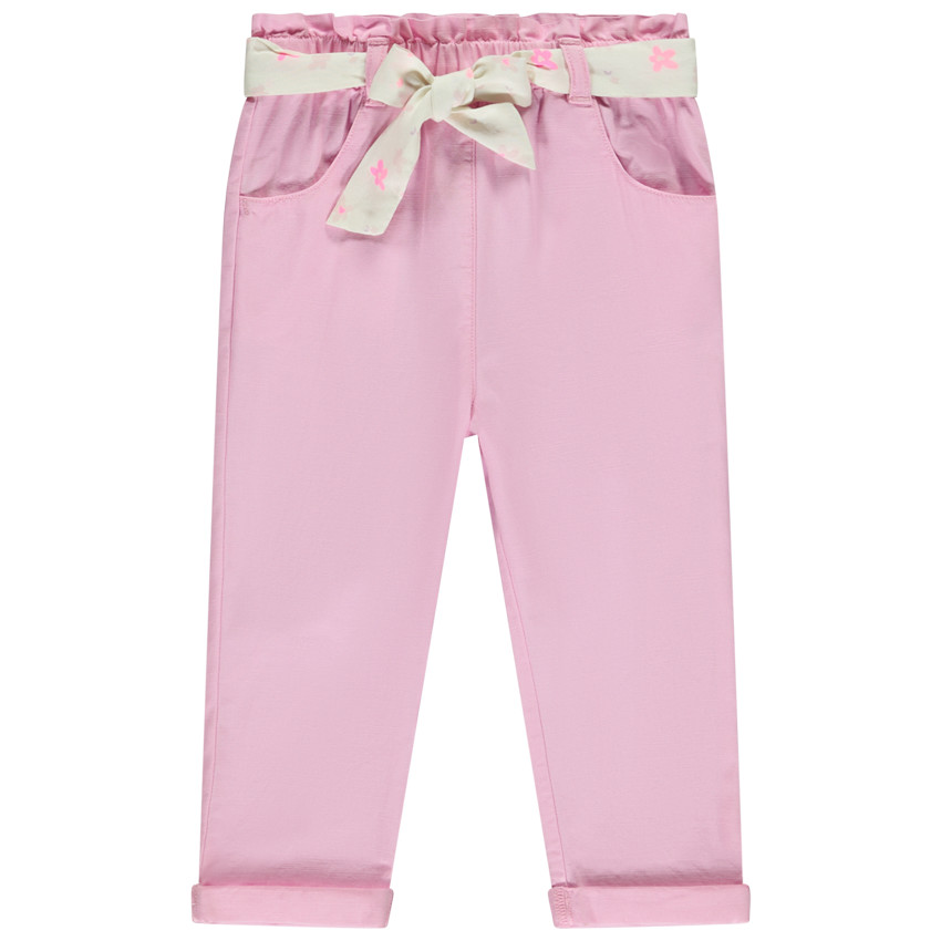 Pantalon van stof met bedrukte riem voor meisjes 