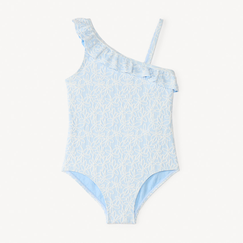 Asymmetrisch badpak met geborduurde bloemen meisjes 