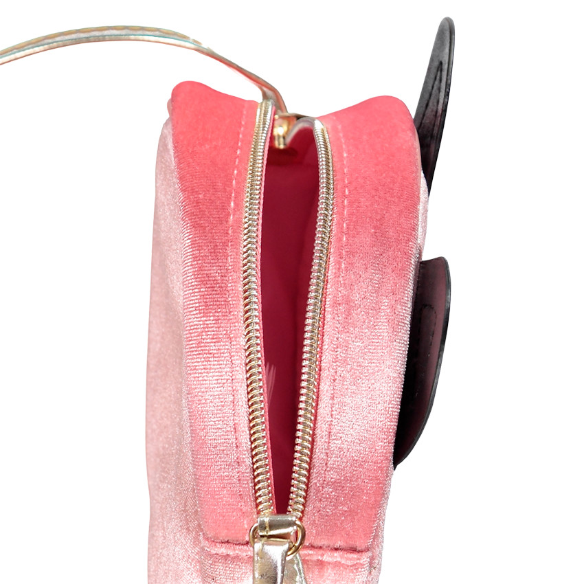 Sac bandoulière forme chat en velours pour enfant fille 