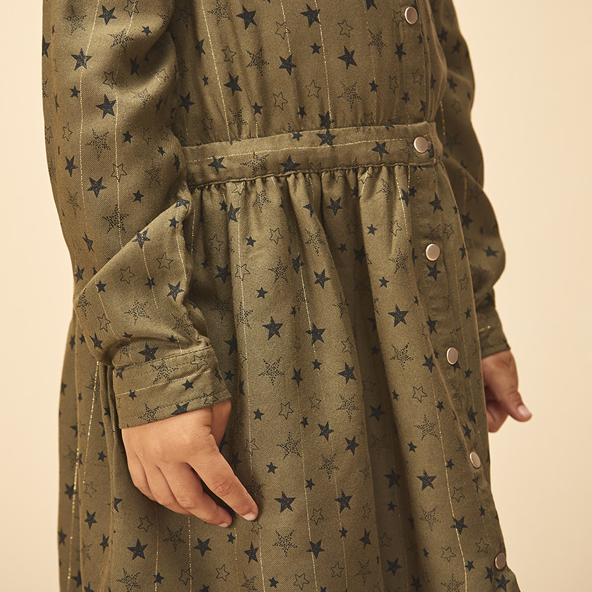 Robe manches longues imprimé étoiles pour fille 