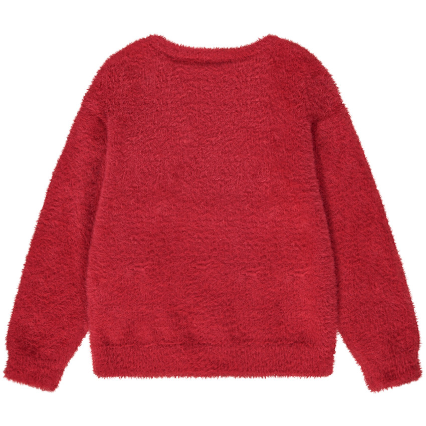 Pull en tricot effet fourrure avec broderie cerf pour fille 