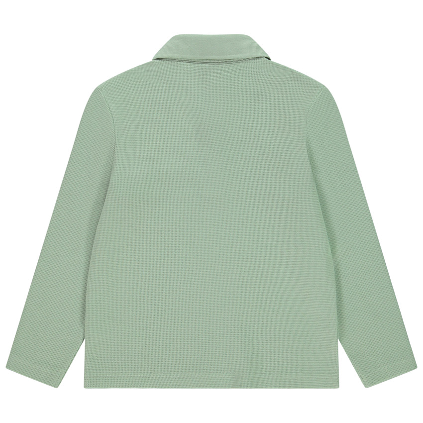 Poloshirt lange mouwen effen honingraat voor jongens 