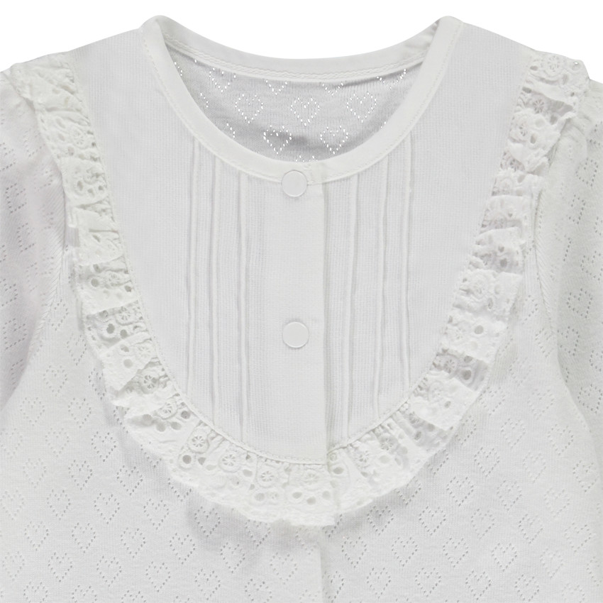 Pyjama in pointelle mesh harten voor baby meisje 