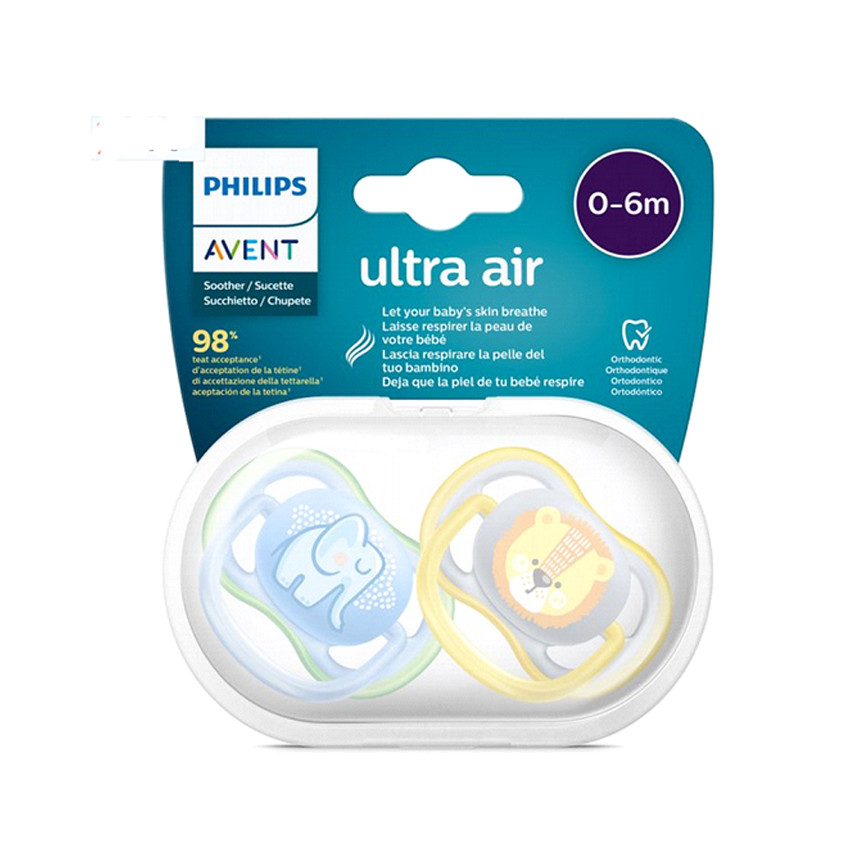 Sucette Ultra Air 0-6M Jaune/Bleu - 2 pièces 