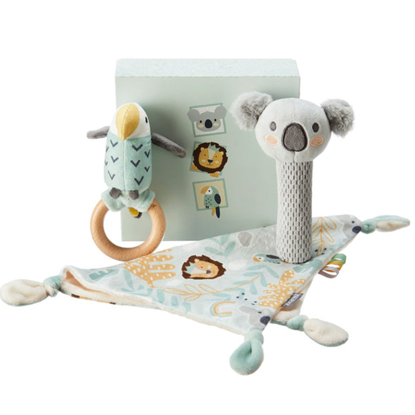 Gift Set Animal Adventure 3stks Knuffeldoekje-Pieper-Rammelaar 