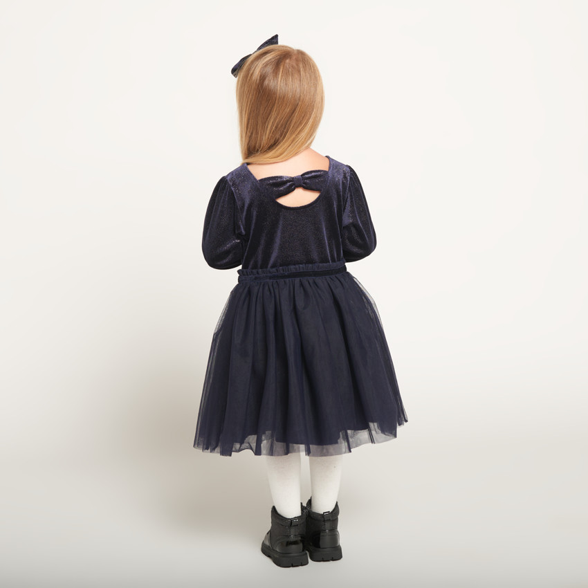 Feestjurk met lange mouwen 2-in-1 effect + hoofdband voor babymeisjes 