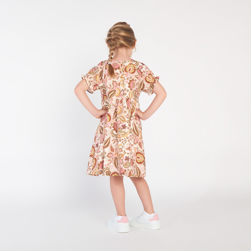 Korte mouwen jurk met folkloristische print voor meisjes 