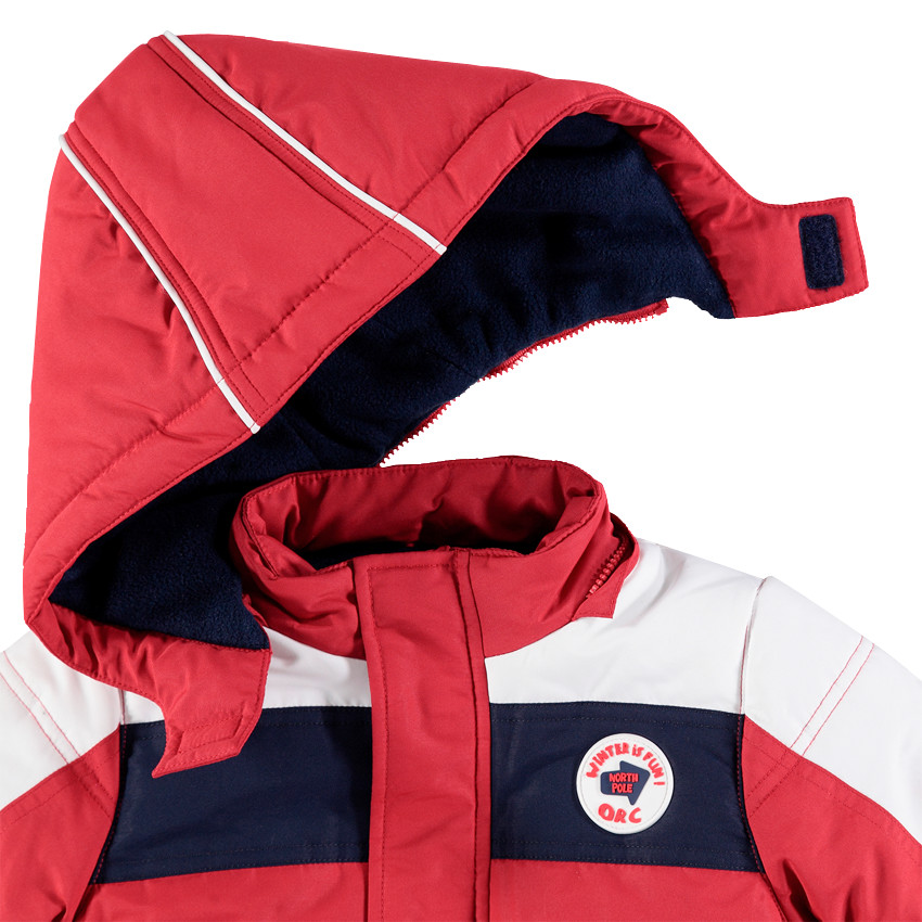 Combi-pilote de ski imperméable unie rouge doublée micropolaire 