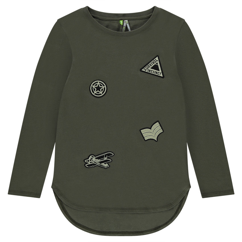 Junior - Tee-shirt manches longues avec badges patchés forme écusson 